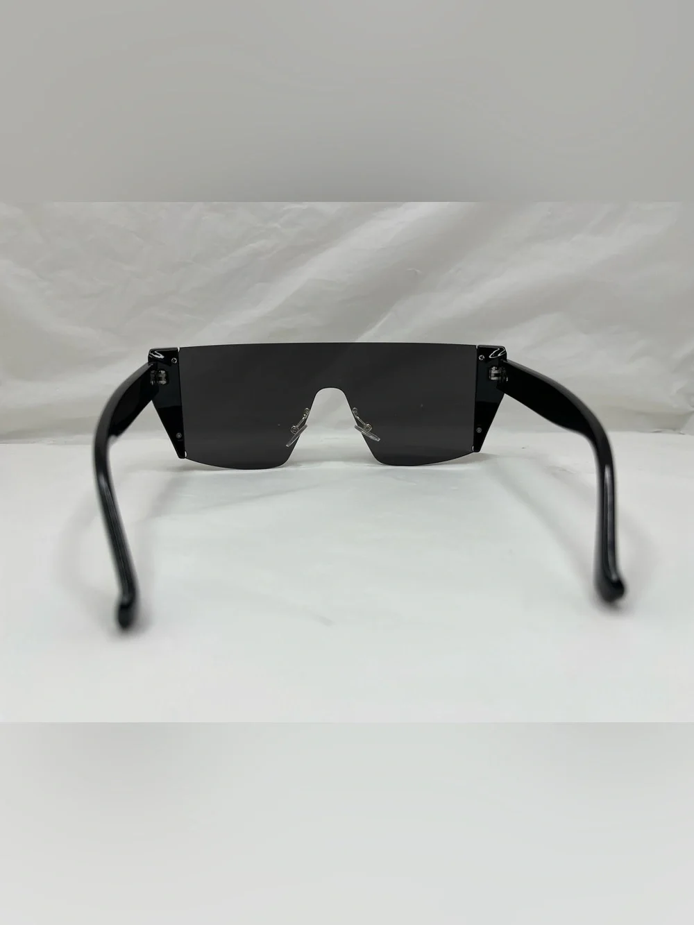 Silver Mirrored Monoblock Shield Sunglasses Black Frame with Gold Detail